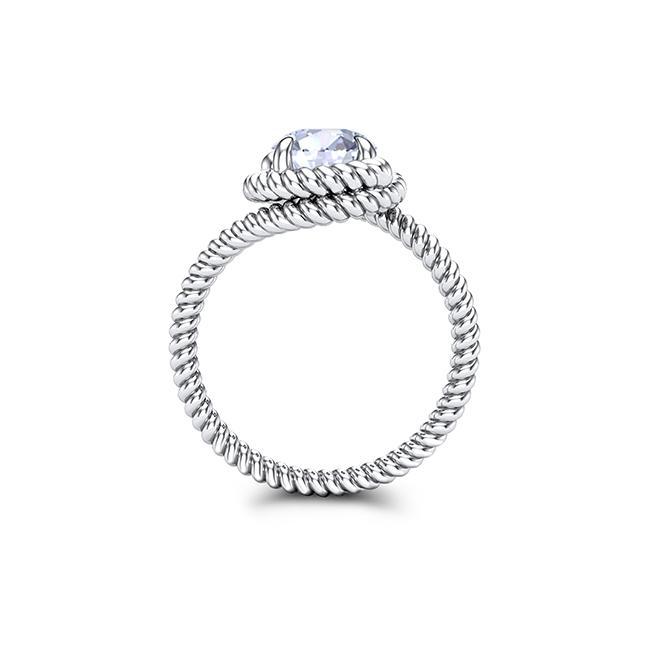 Round Cut Moissanite Rope Solitaire Engagement Ring