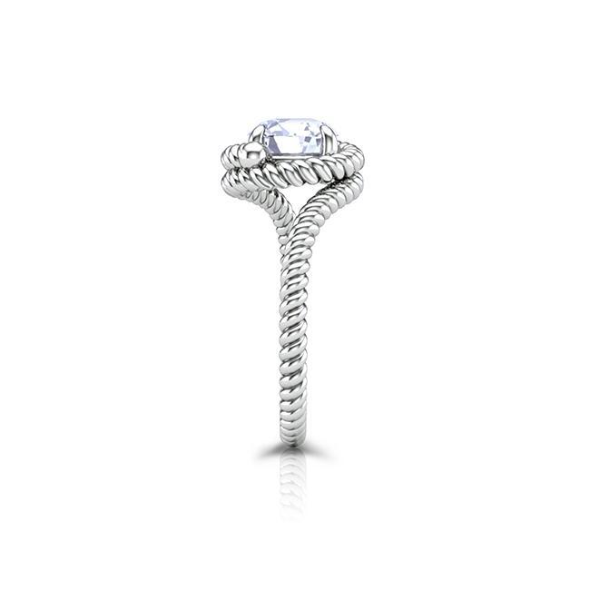 Round Cut Moissanite Rope Solitaire Engagement Ring