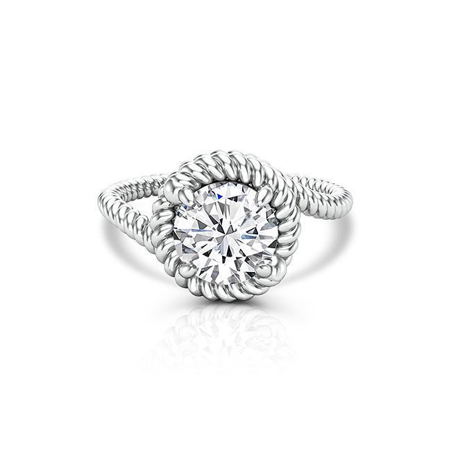 Round Cut Moissanite Rope Solitaire Engagement Ring