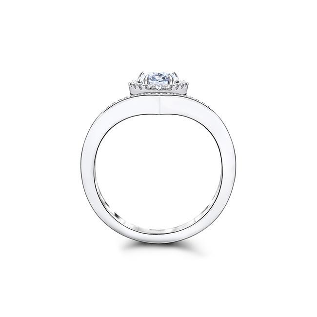 Pear Cut Moissanite Halo Engagement Ring