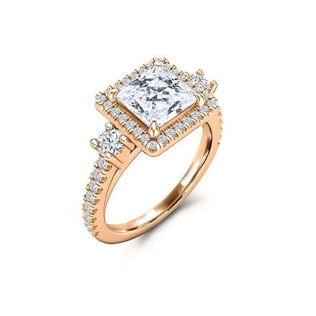 Princess Cut Moissanite Halo Engagement Ring