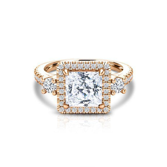 Princess Cut Moissanite Halo Engagement Ring