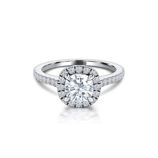 Cushion Cut Moissanite Halo Engagement Ring