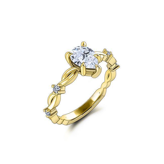 Pear Cut Moissanite Braided Engagement Ring