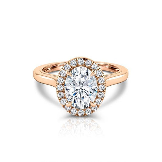 Oval Cut Moissanite Halo Engagement Ring