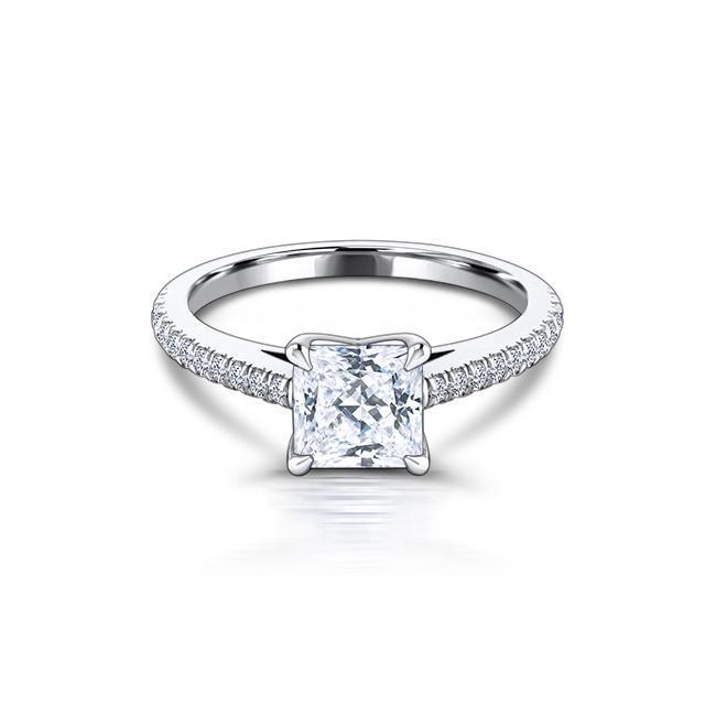 Princess Cut Moissanite Pavé Engagement Ring