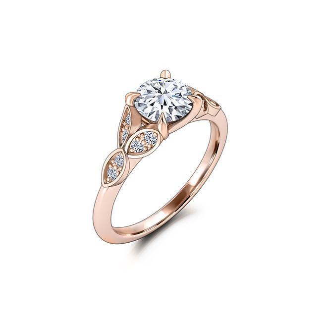 Round Cut Moissanite Vintage Floral Engagement Ring
