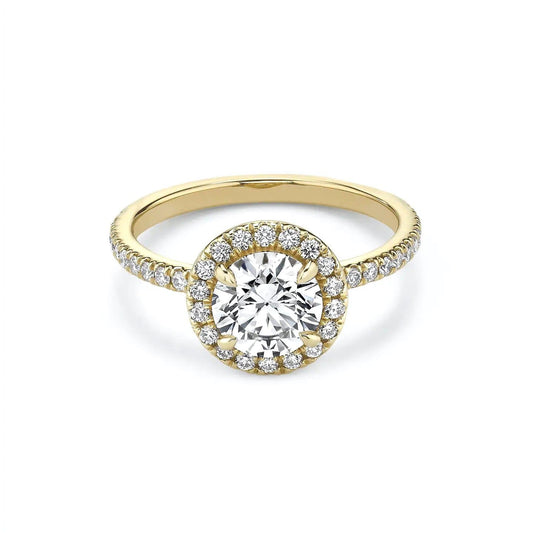 Round Cut Diamond Halo Pave Engagement Ring