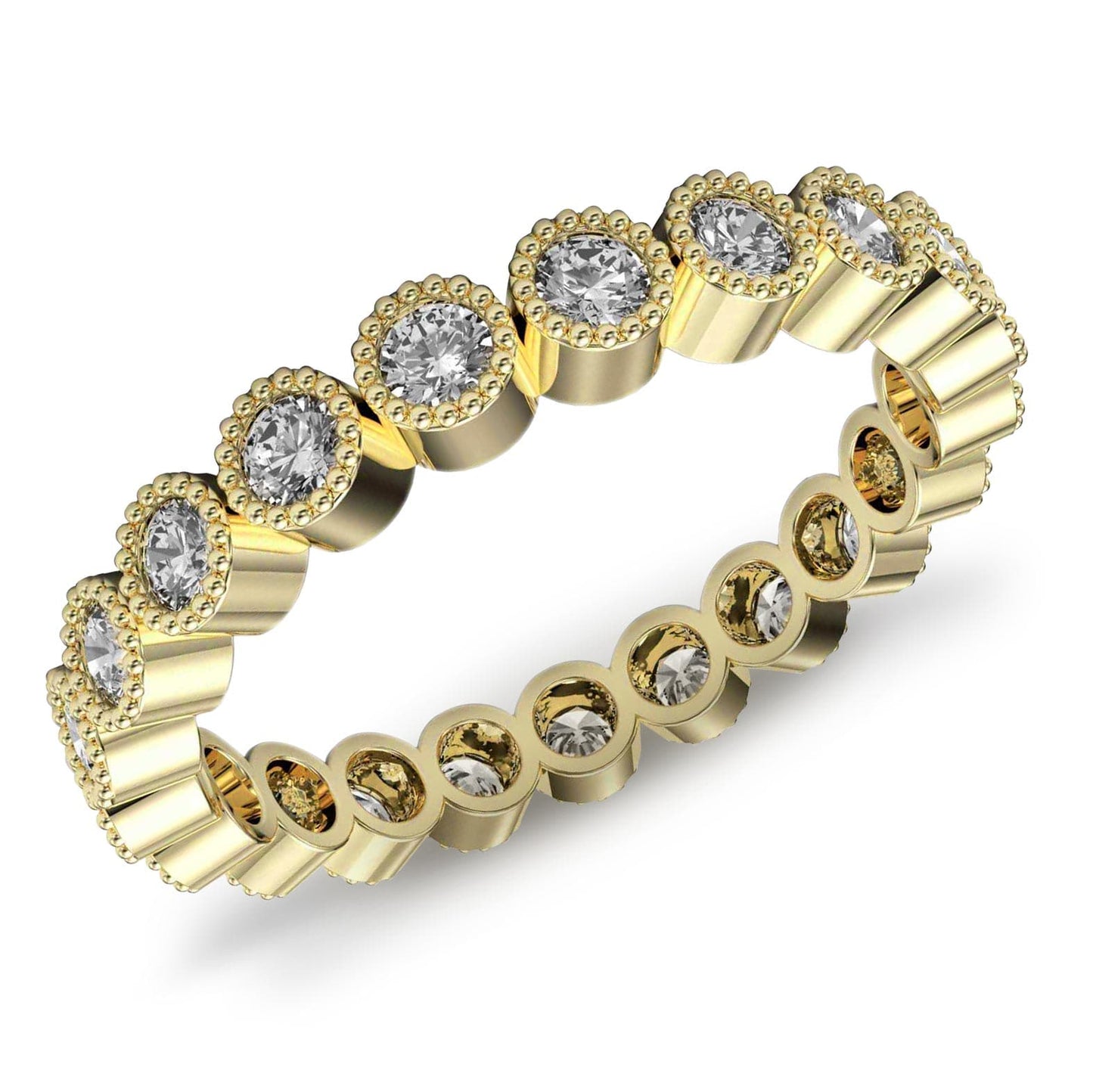 0.75ct Beaded Bezel Diamond Eternity Ring in 14k Gold