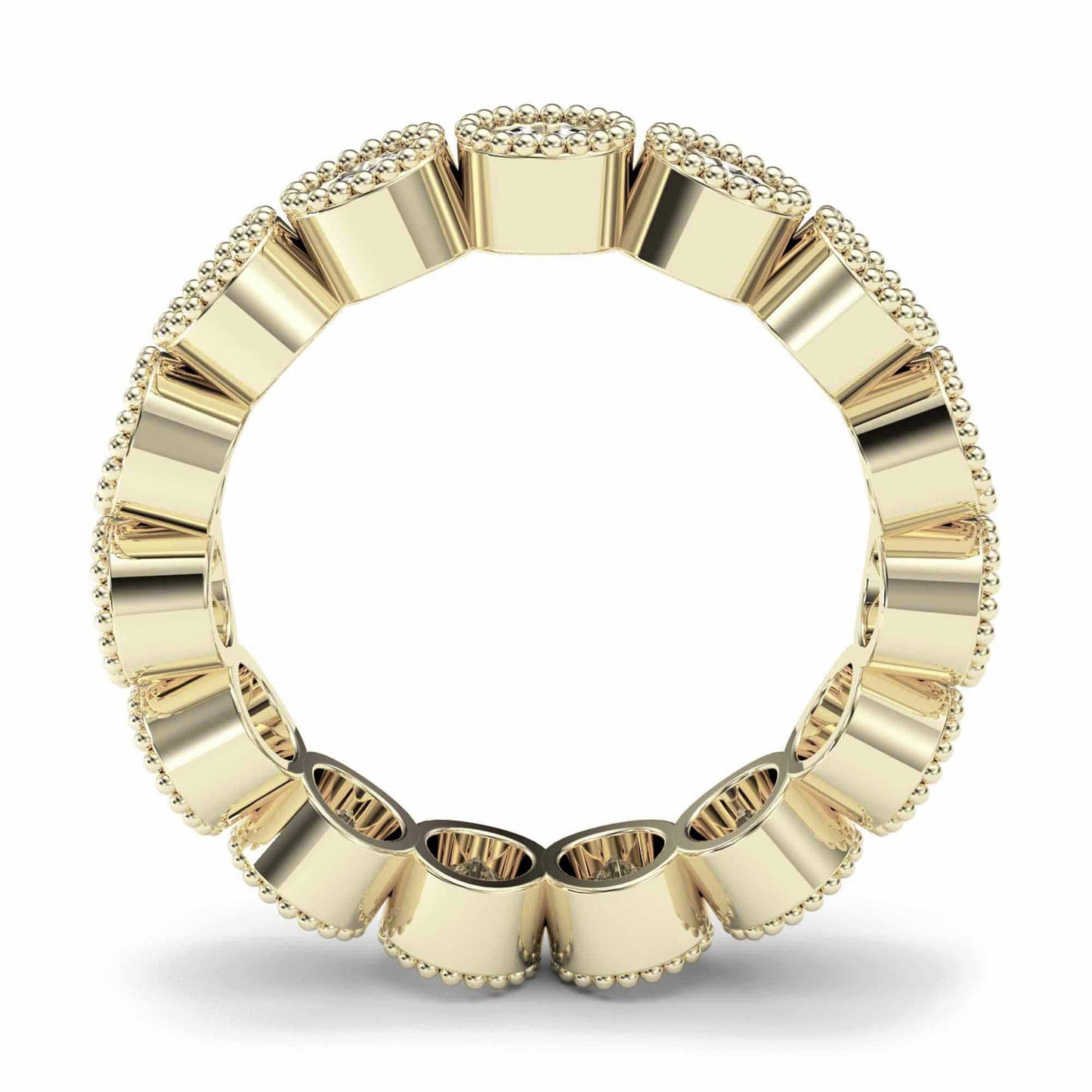 1.5ct Wide Beaded Bezel Diamond Eternity Ring in 14k Gold