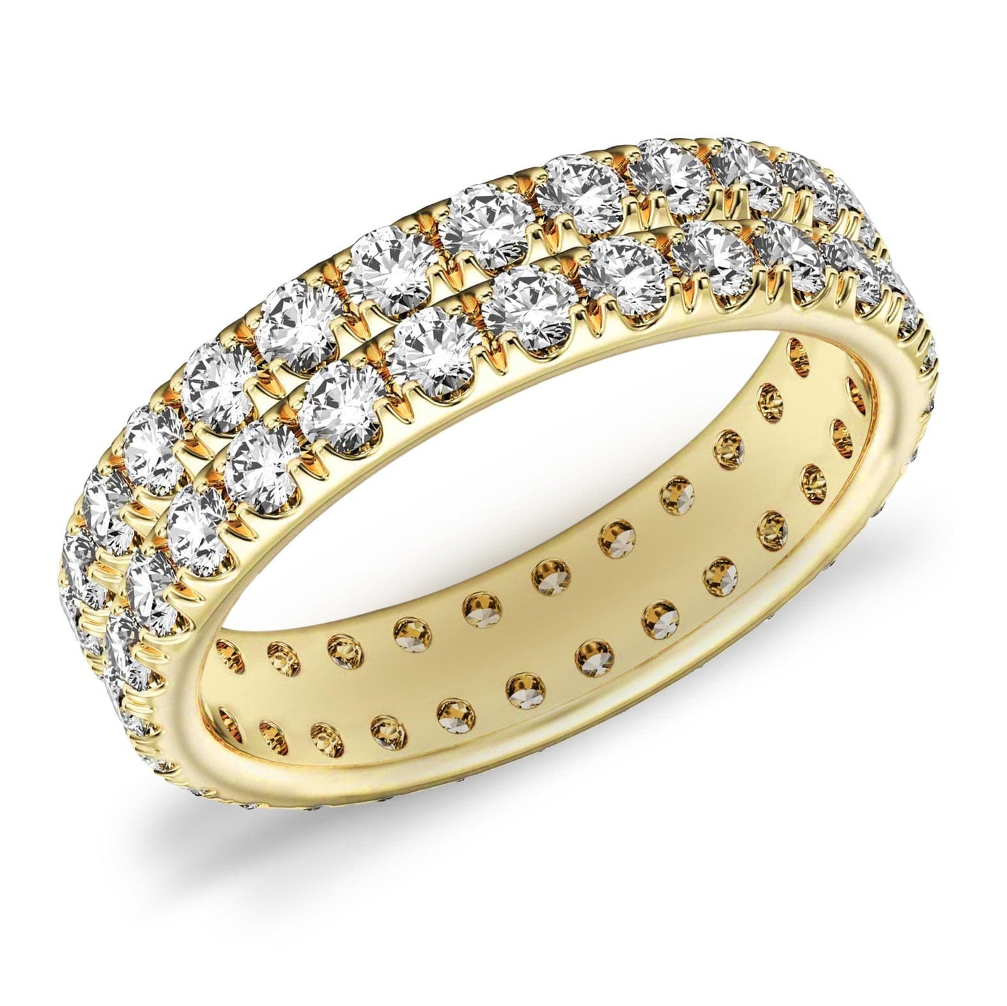 2ct French Pave Two-Row Diamond Eternity Ring in 14k Gold