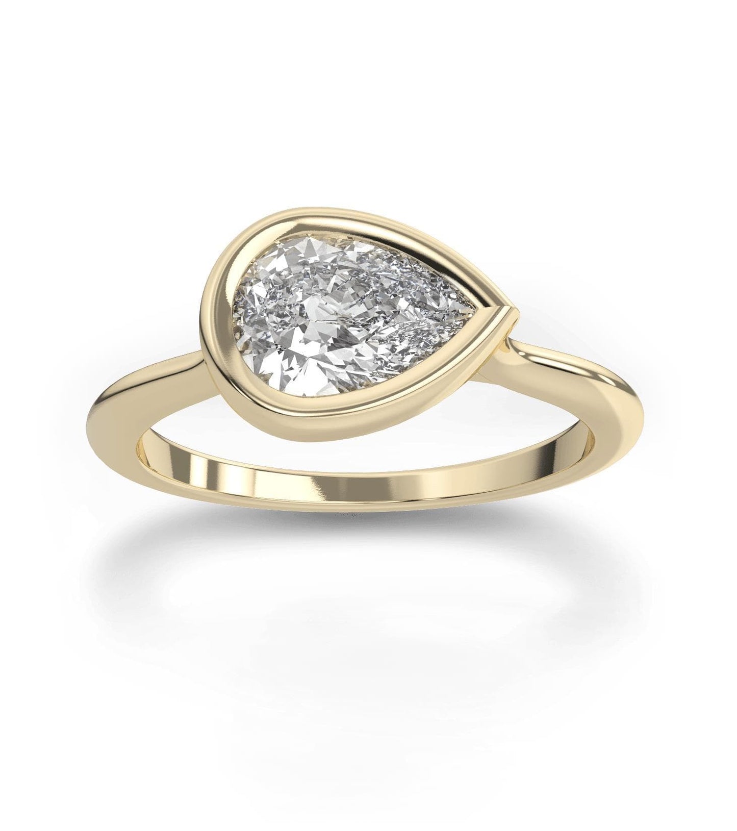 East West Pear Cut Diamond Bezel Engagement Ring