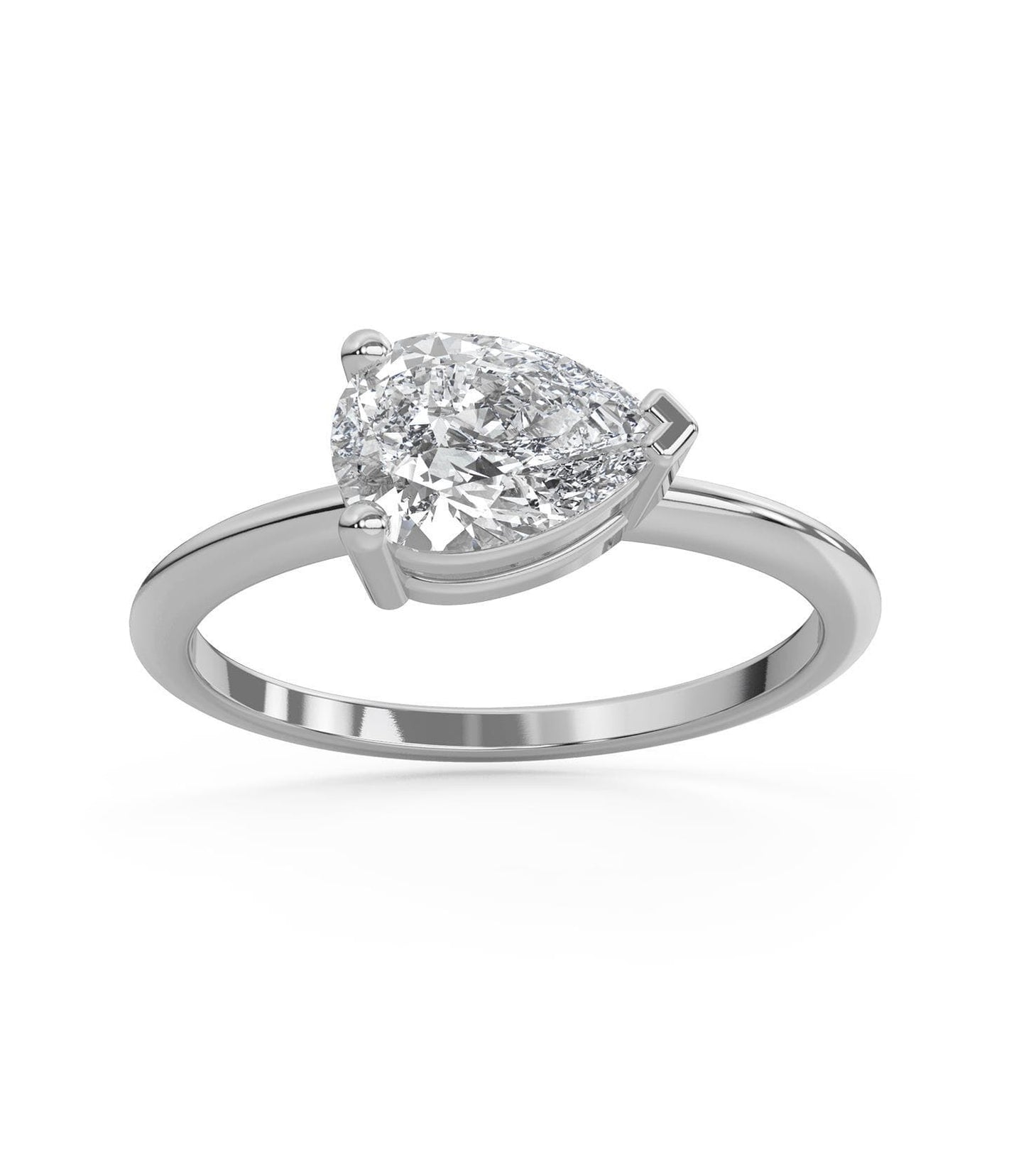 East West Pear Cut Diamond Engagement Ring
