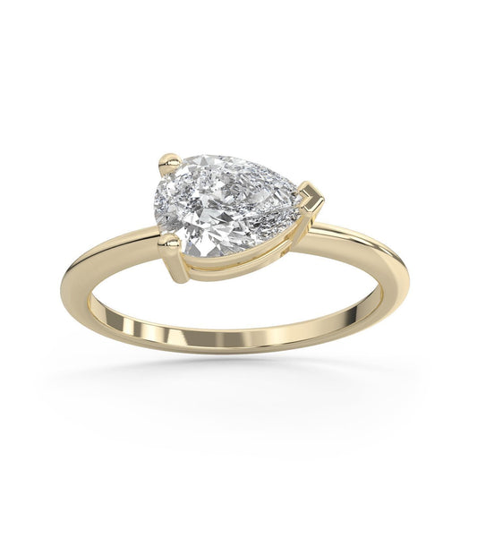 East West Pear Cut Moissanite Engagement Ring
