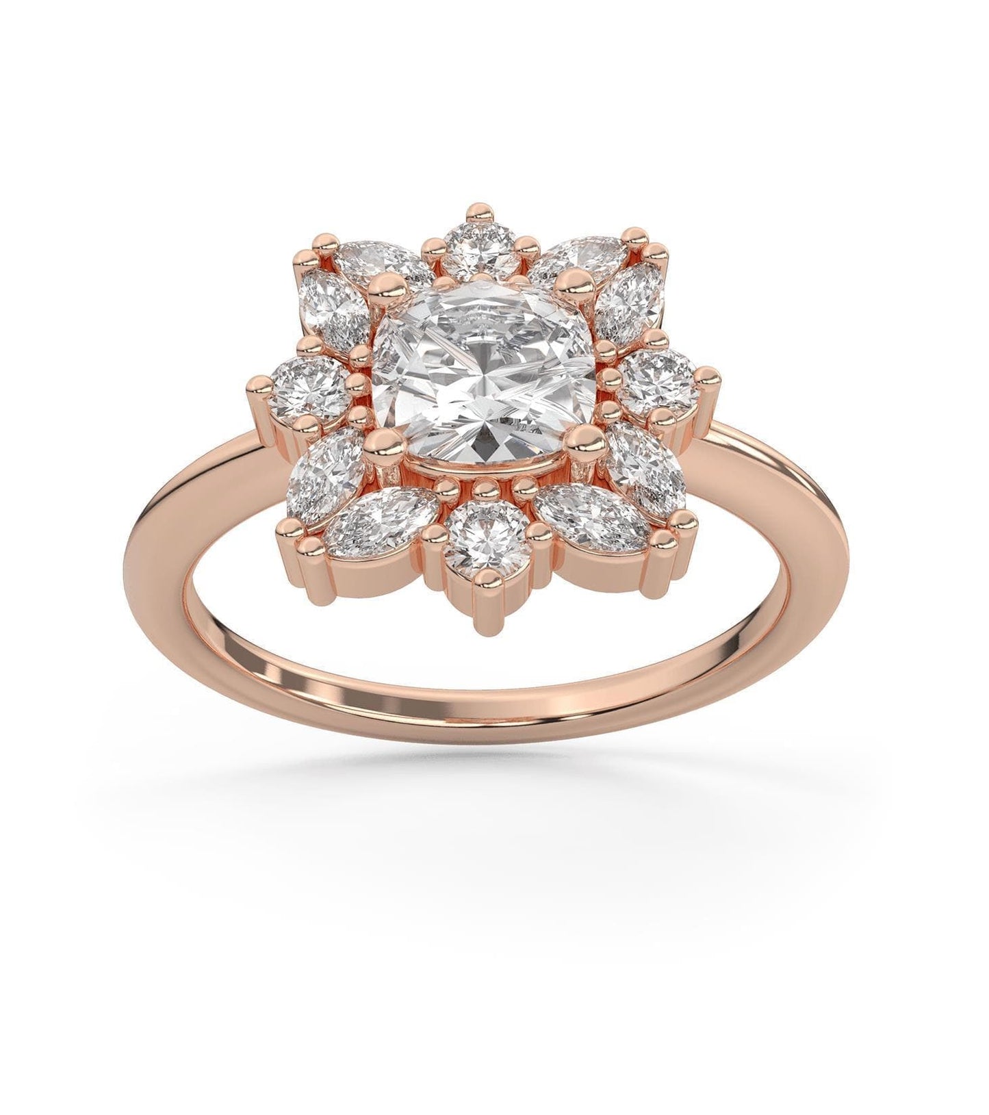 Magnolia Floral Diamond Engagement Ring