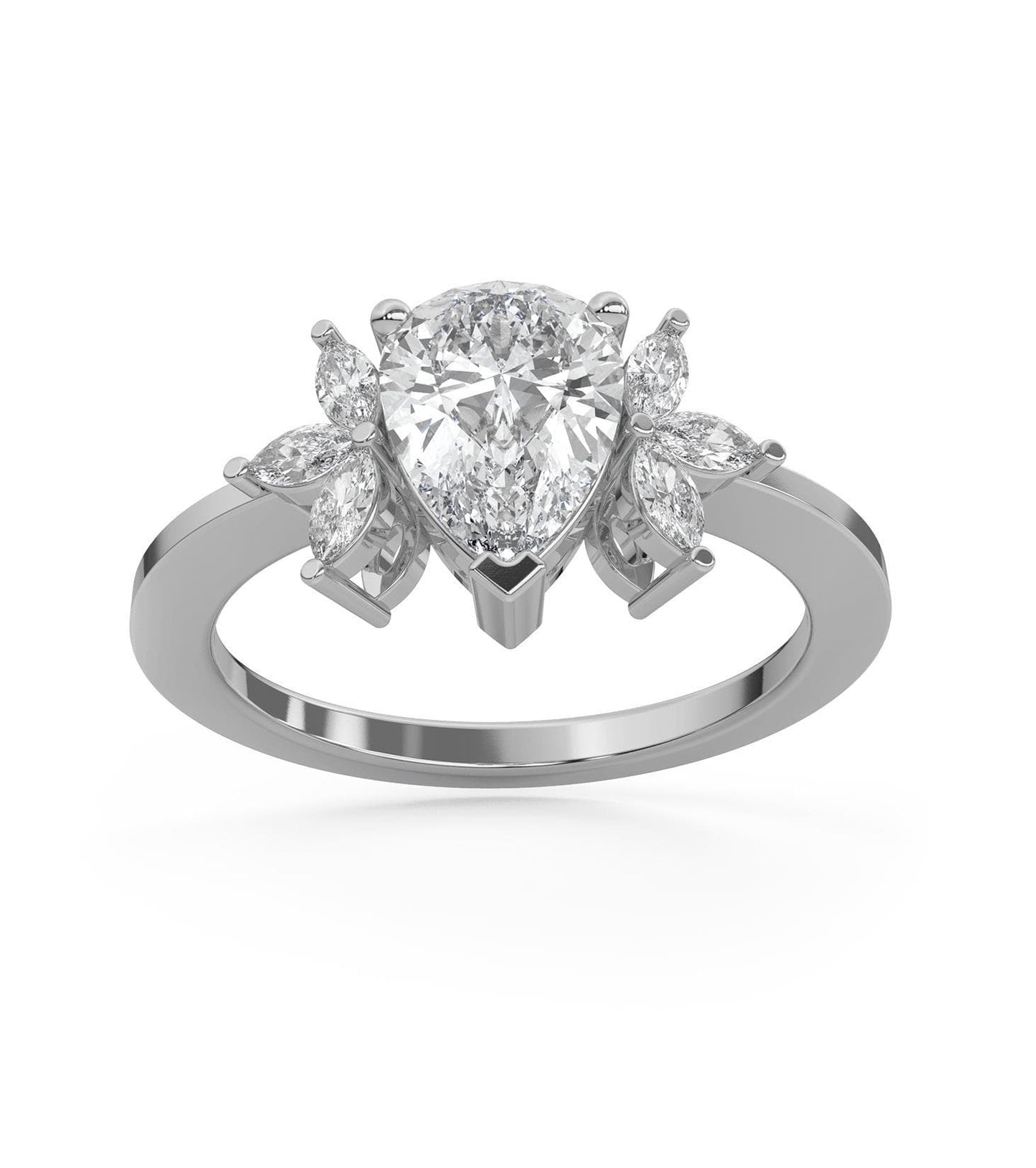 Pear and Marquise Diamond Engagement Ring