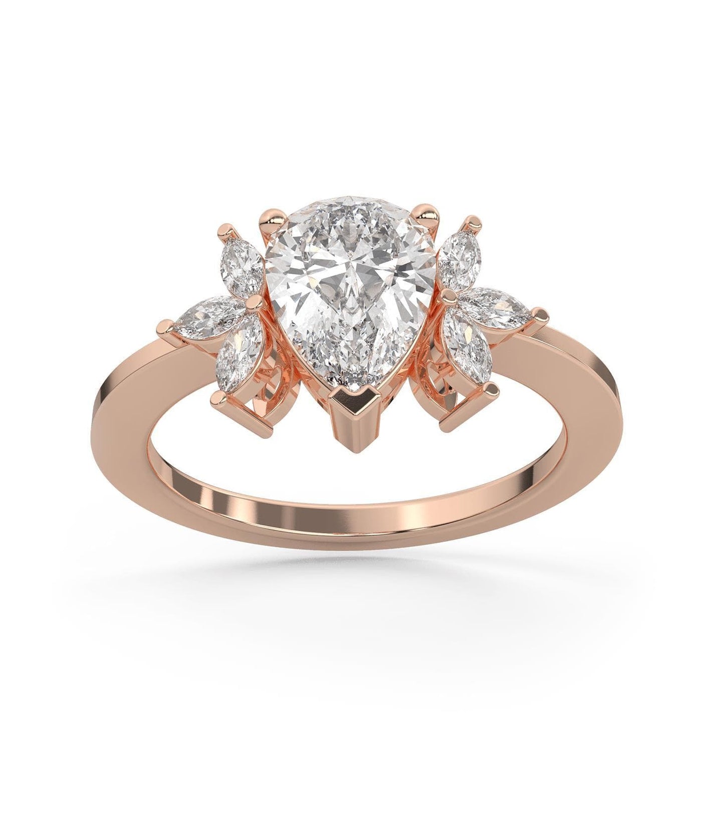 Pear and Marquise Moissanite Engagement Ring