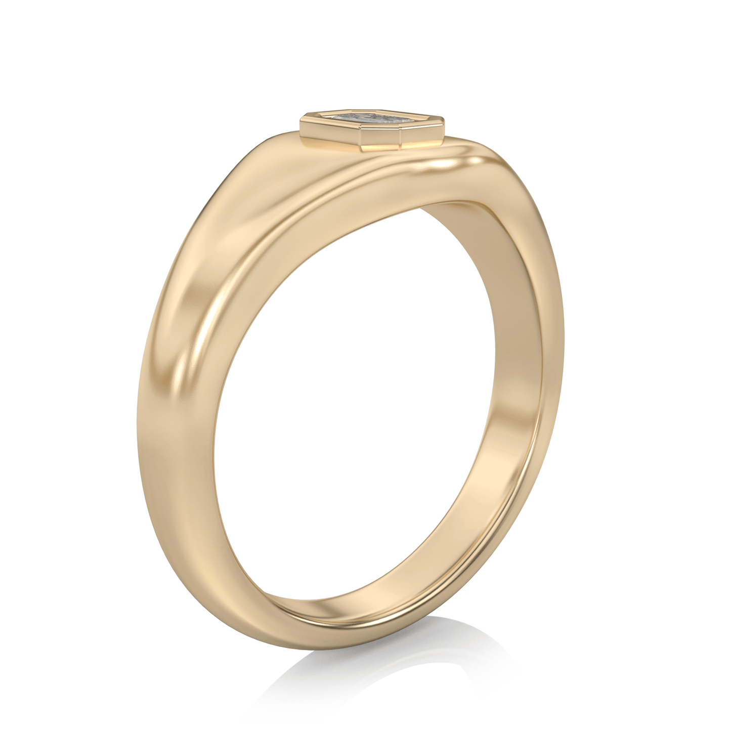 Signet Emerald Moissanite Ring in 14k Gold