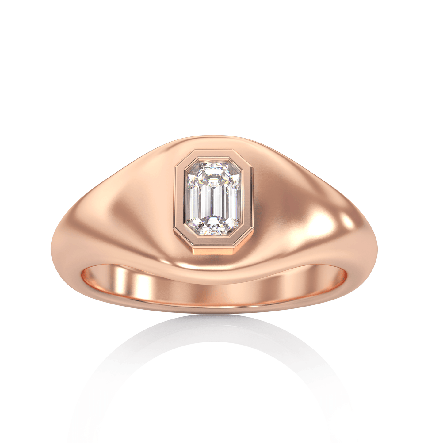 Signet Emerald Moissanite Ring in 14k Gold