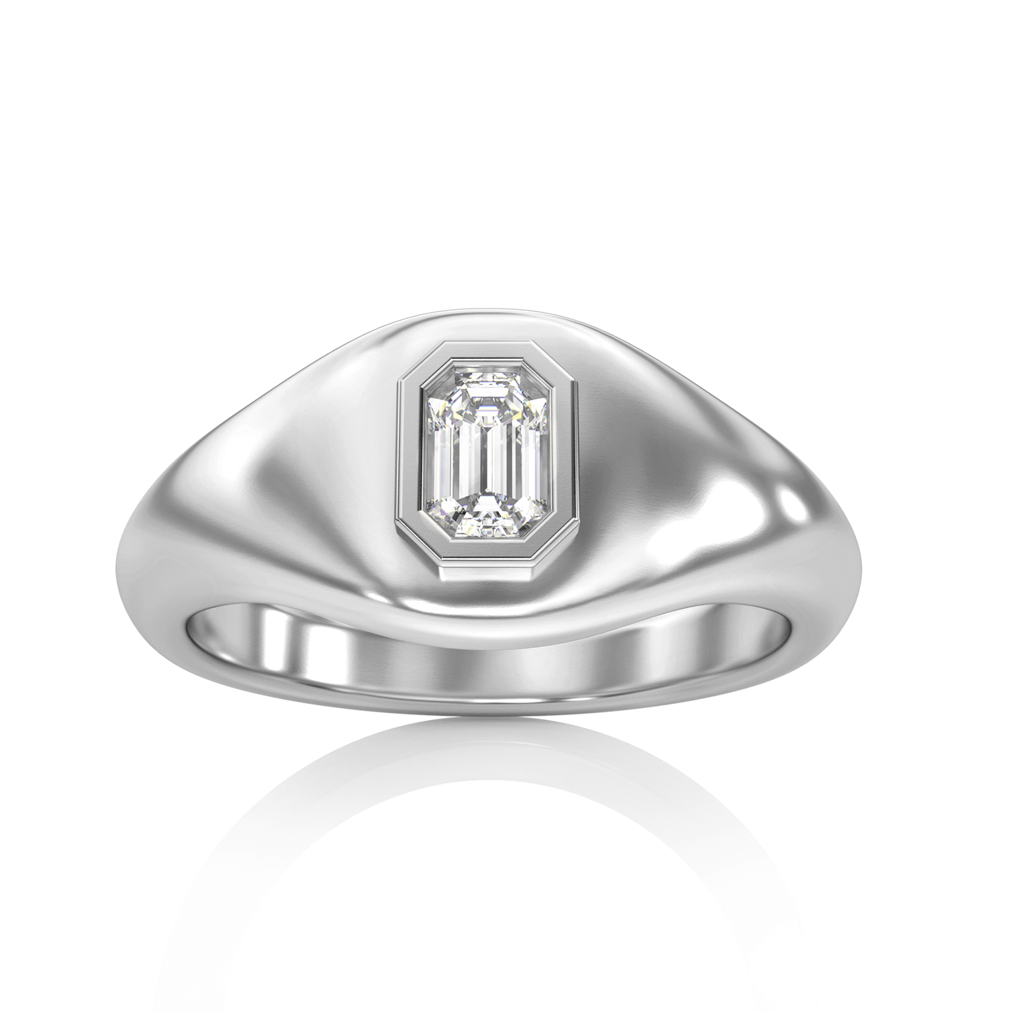 Signet Emerald Diamond Ring in 14k Gold