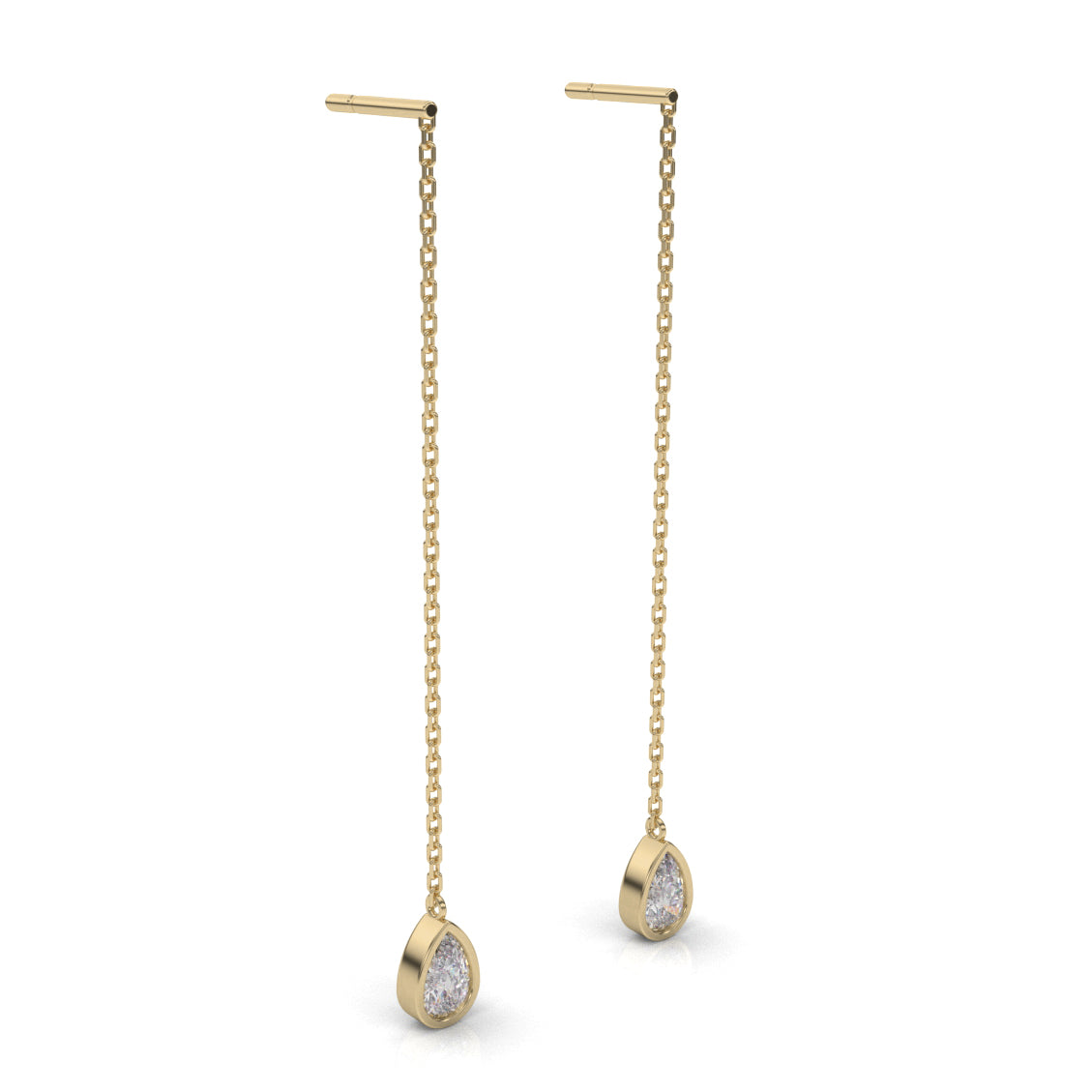 1ct Pear Cut Drop Earrings in 14k Gold