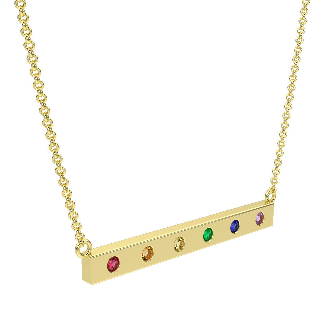Rainbow Bar Necklace in 14k Yellow Gold