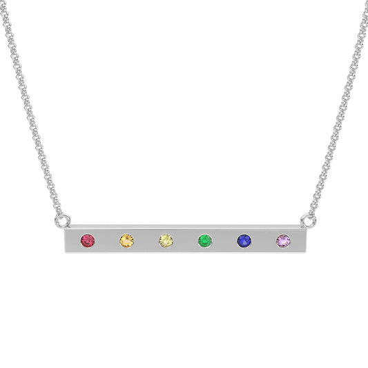 Rainbow Bar Necklace in 14k White Gold