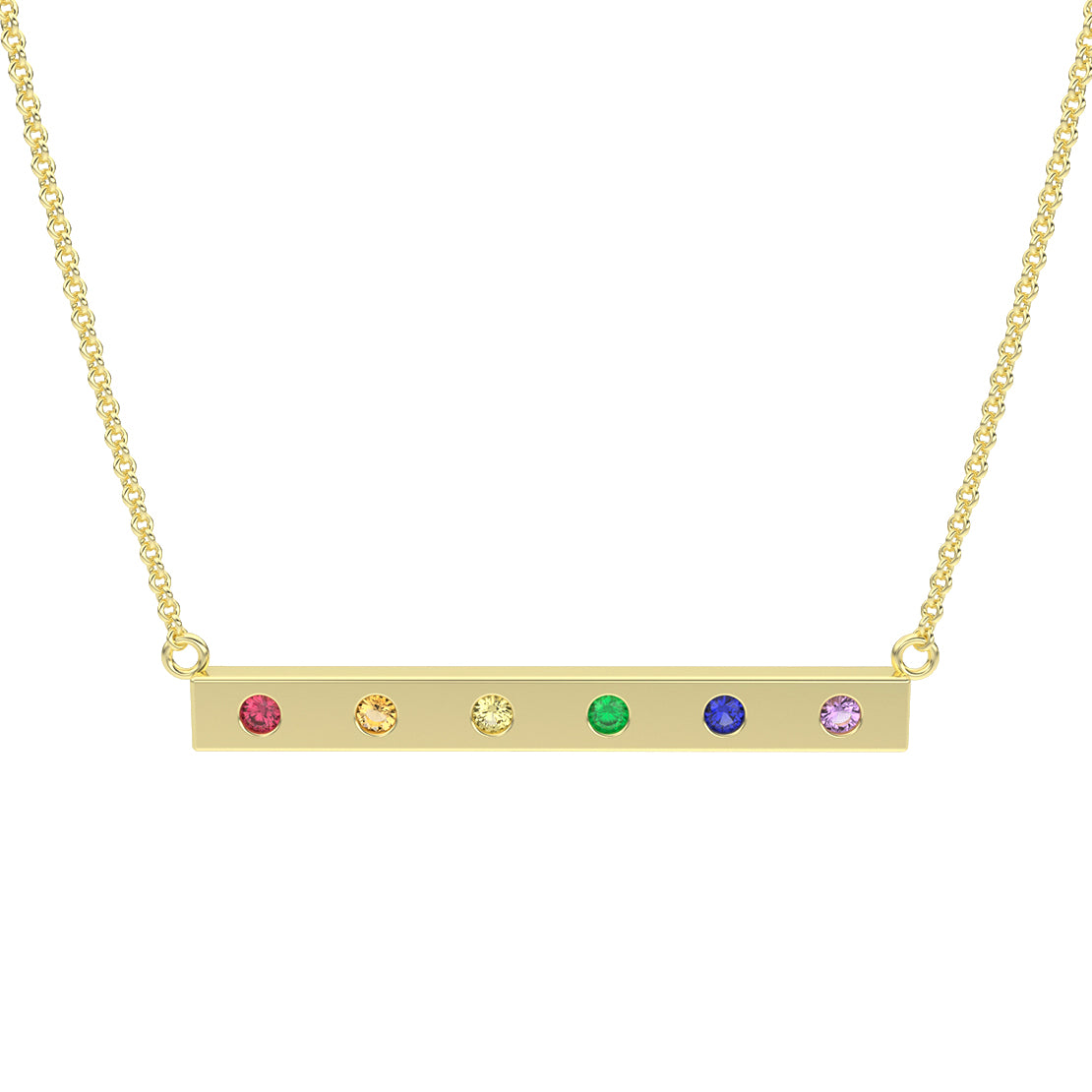 Rainbow Bar Necklace in 14k Yellow Gold