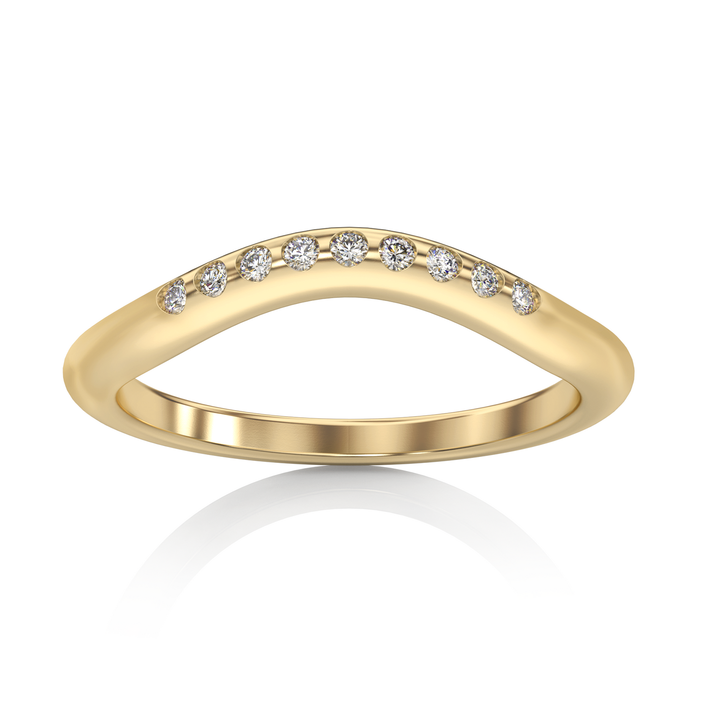 Curved Diamond Band in 14k Gold