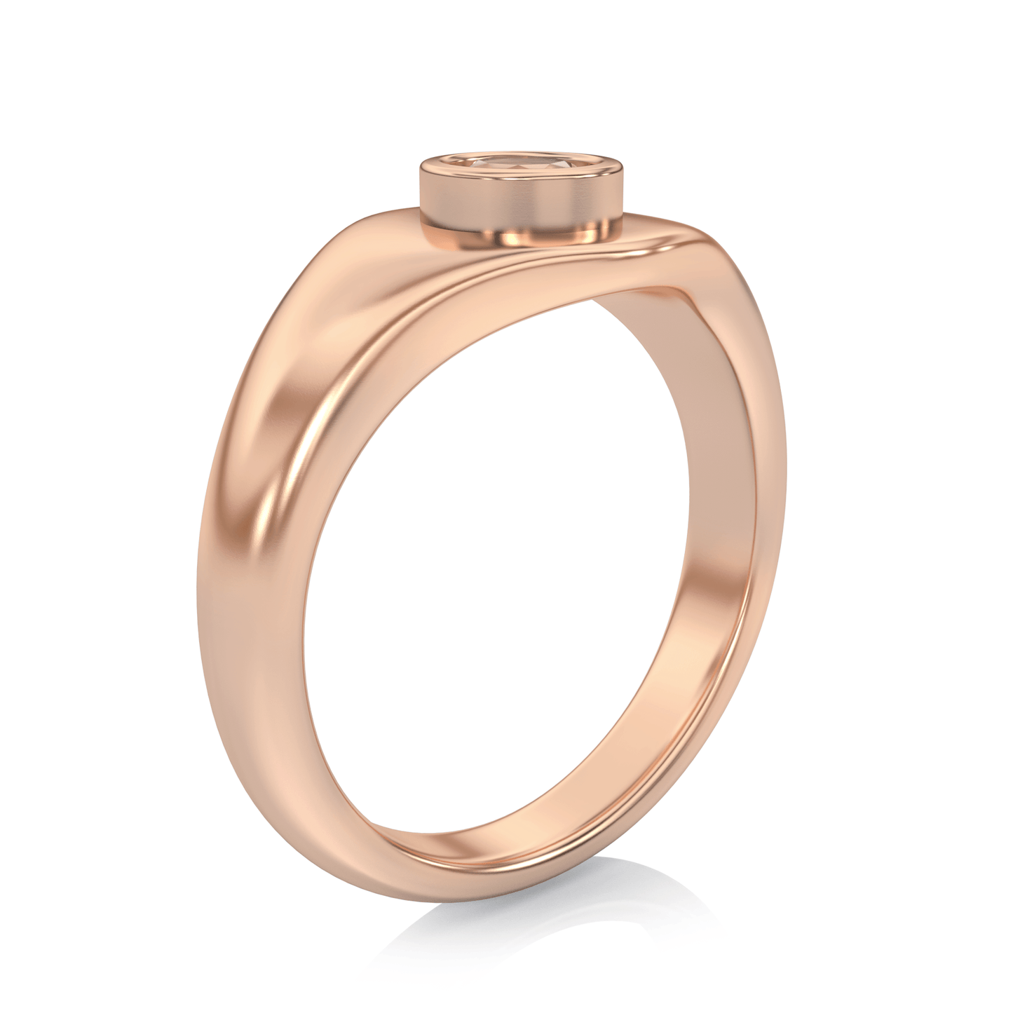 Signet Round Diamond Ring in 14k Gold