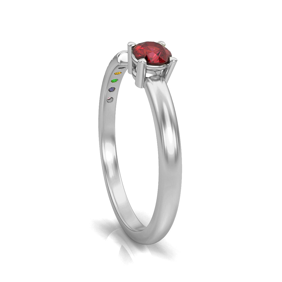 Rainbow Open Ring in 14k White Gold
