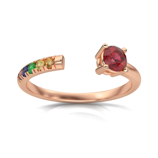 Rainbow Open Ring in 14k Rose Gold