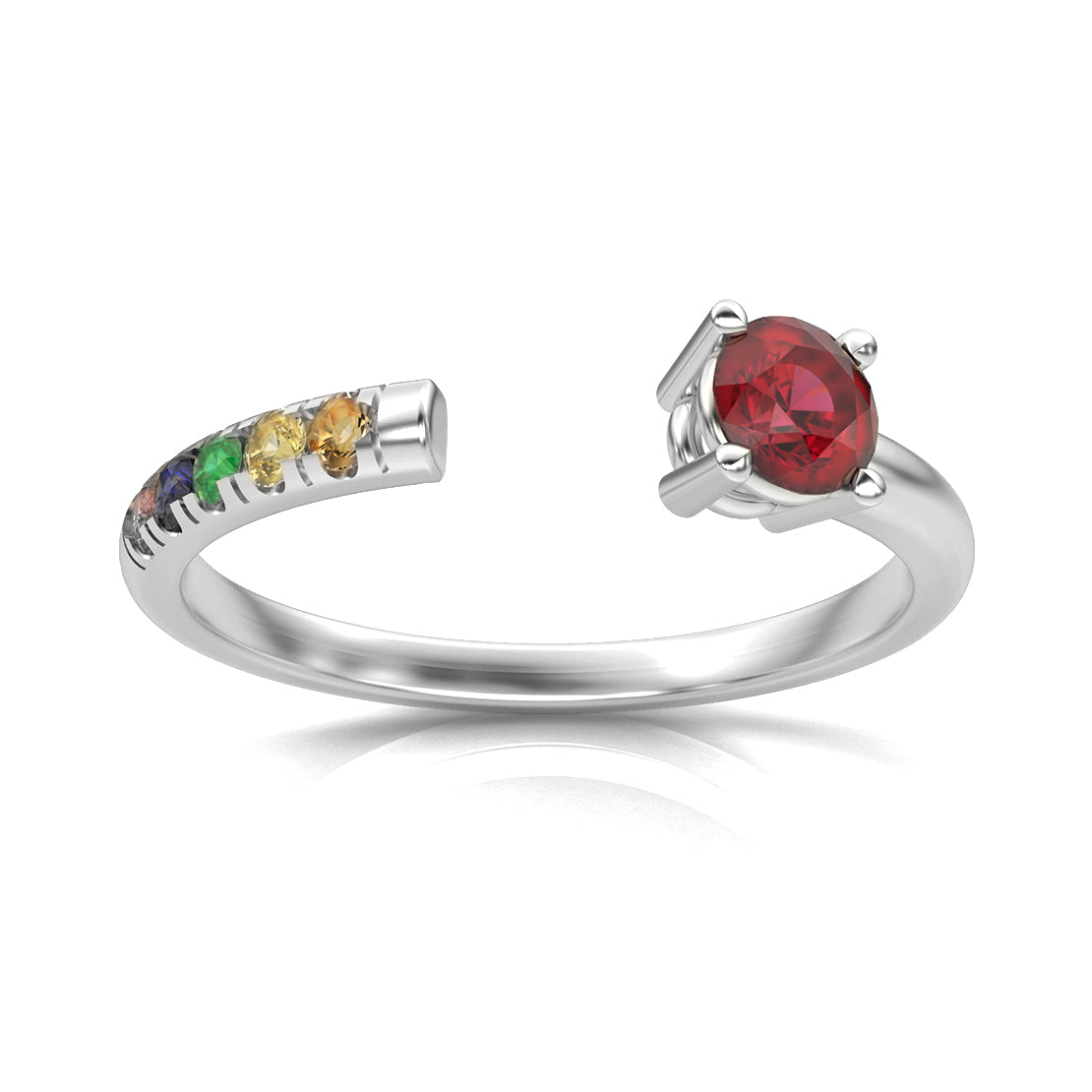 Rainbow Open Ring in 14k White Gold