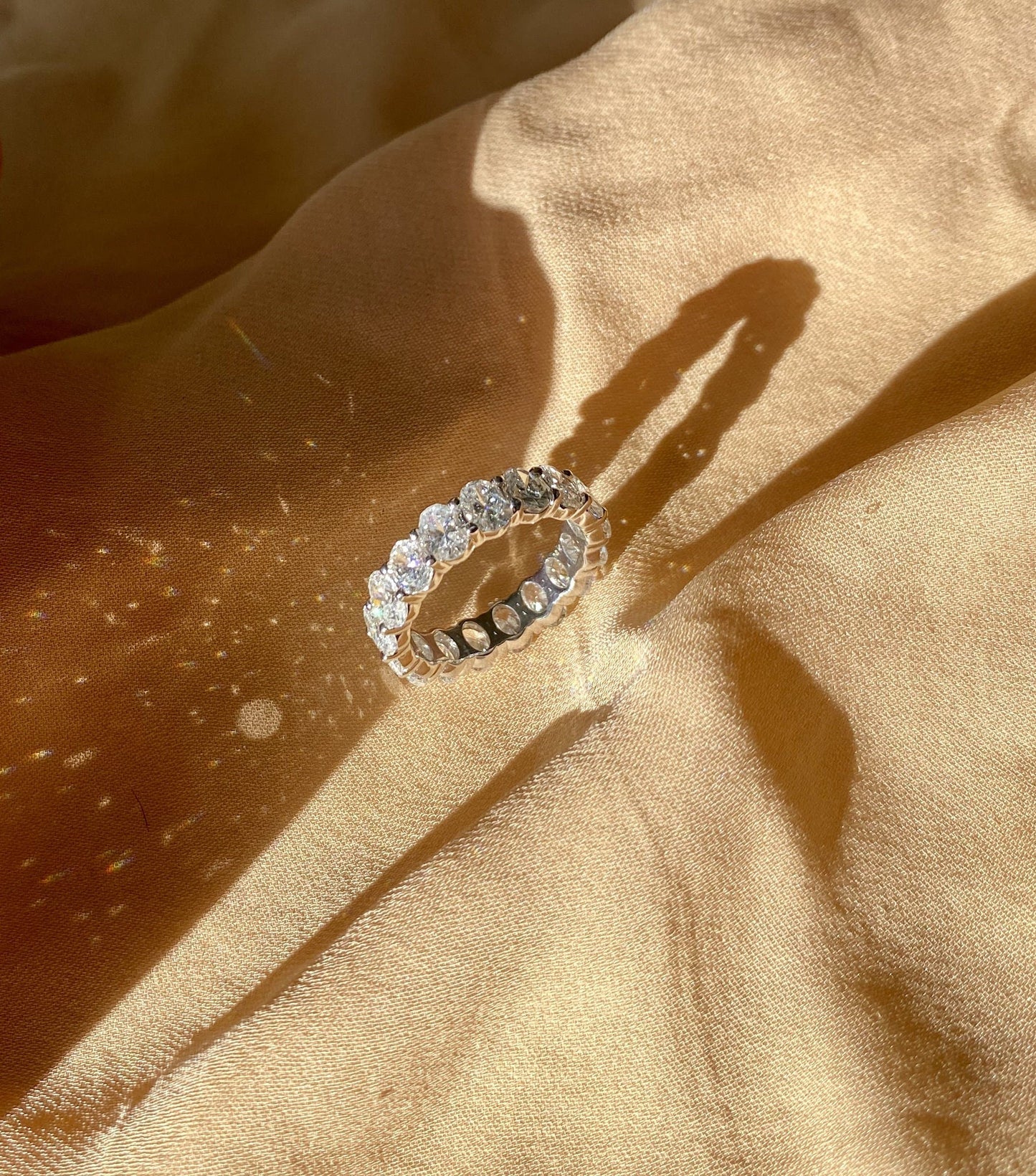 4ct Oval Cut Diamond Eternity Ring in 14k Gold