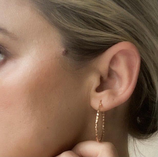Textured Hoop Earrings in 10k Rose Gold