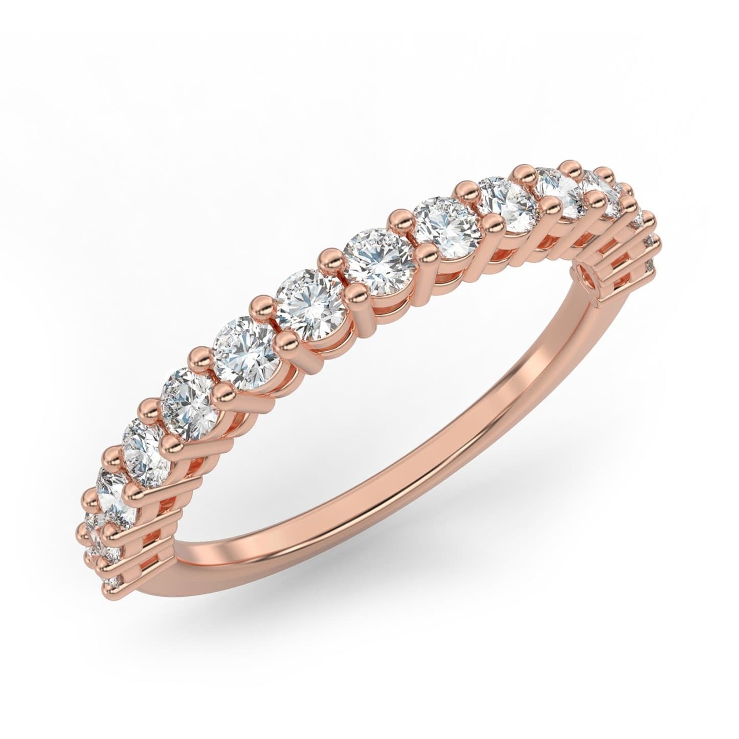 0.75ct Basket Prong Semi-Eternity Ring in 14k Gold