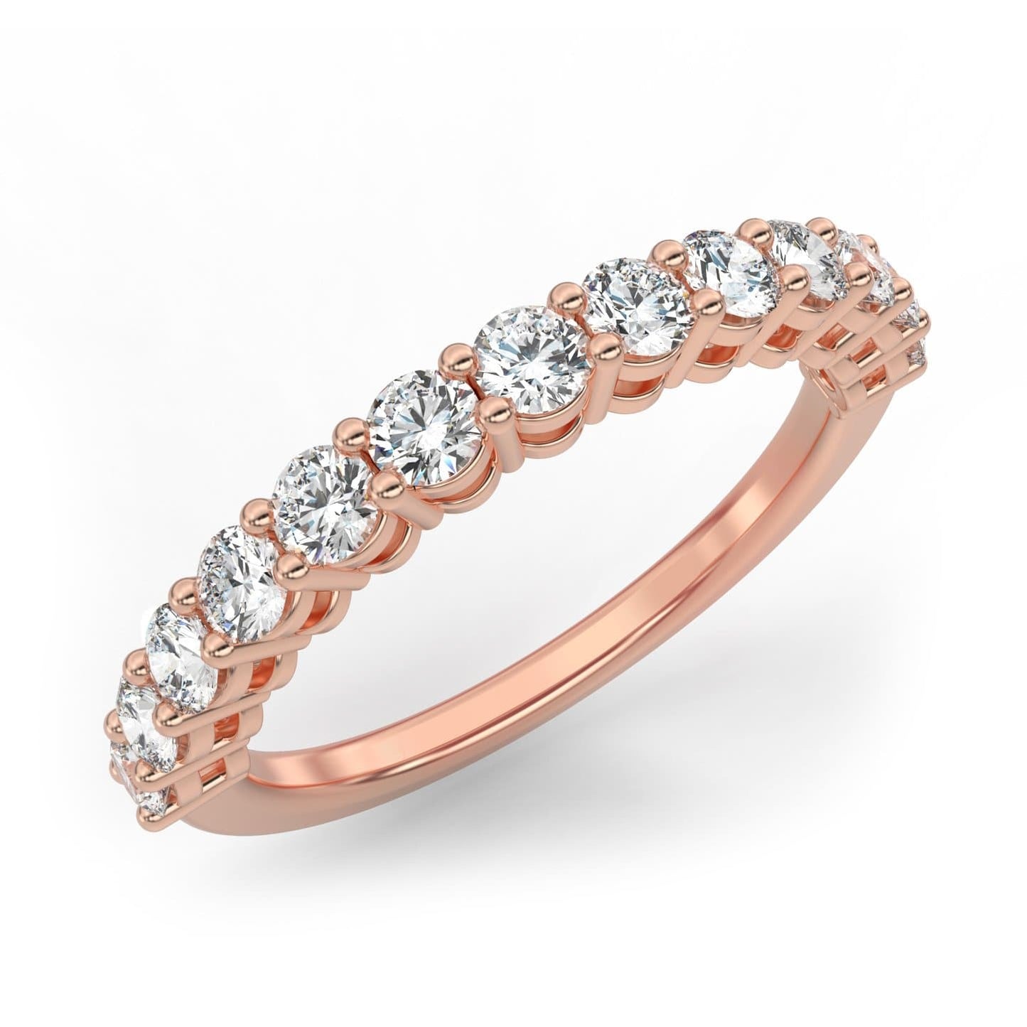 1ct Basket Prong Semi-Eternity Ring in 14k Gold