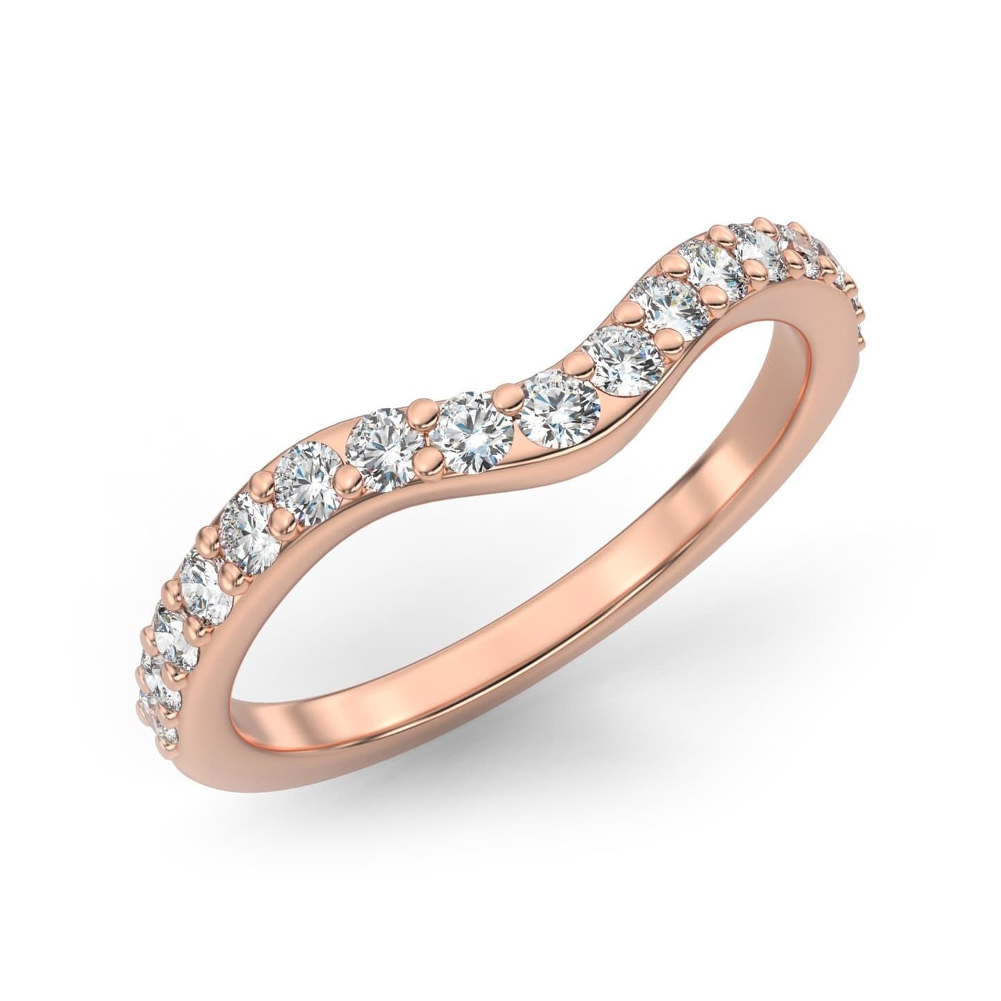 Contour Curved Semi-Eternity Ring in 14k Gold