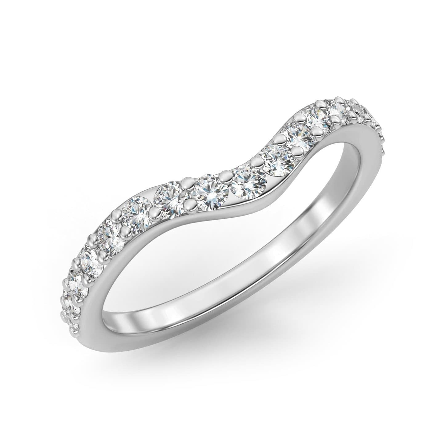Contour Curved Semi-Eternity Ring in 14k Gold