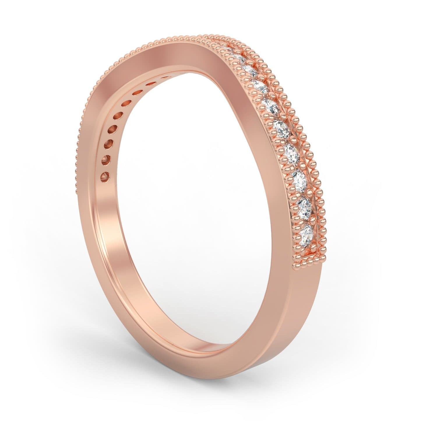 Curved Semi-Eternity Diamond Ring in 14k Gold