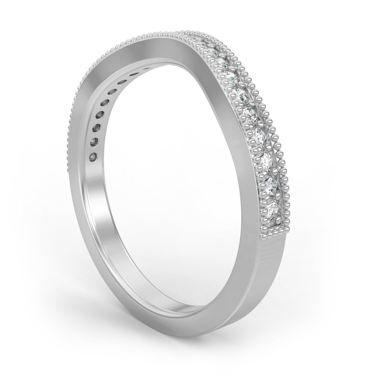 Curved Semi-Eternity Diamond Ring in 14k Gold