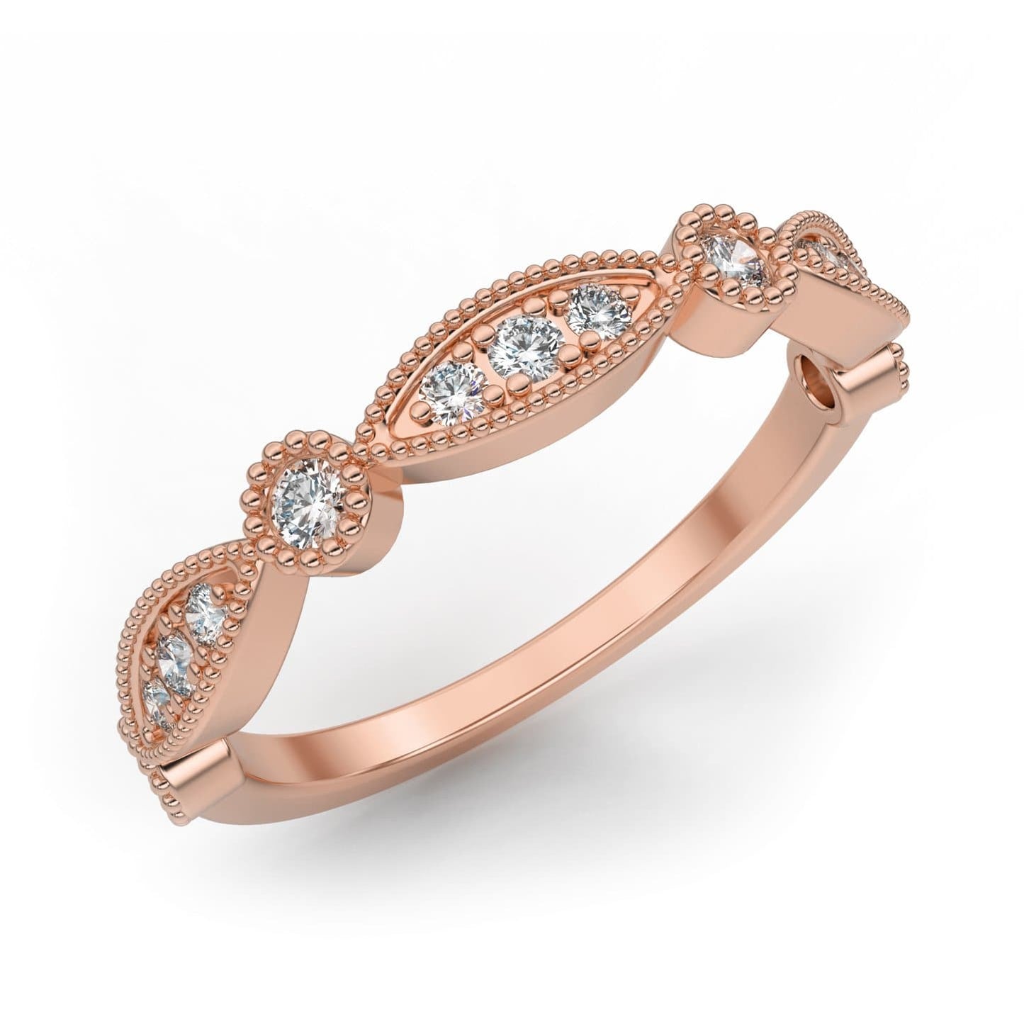 Marquise and Dot Semi-Eternity Ring in 14k Gold