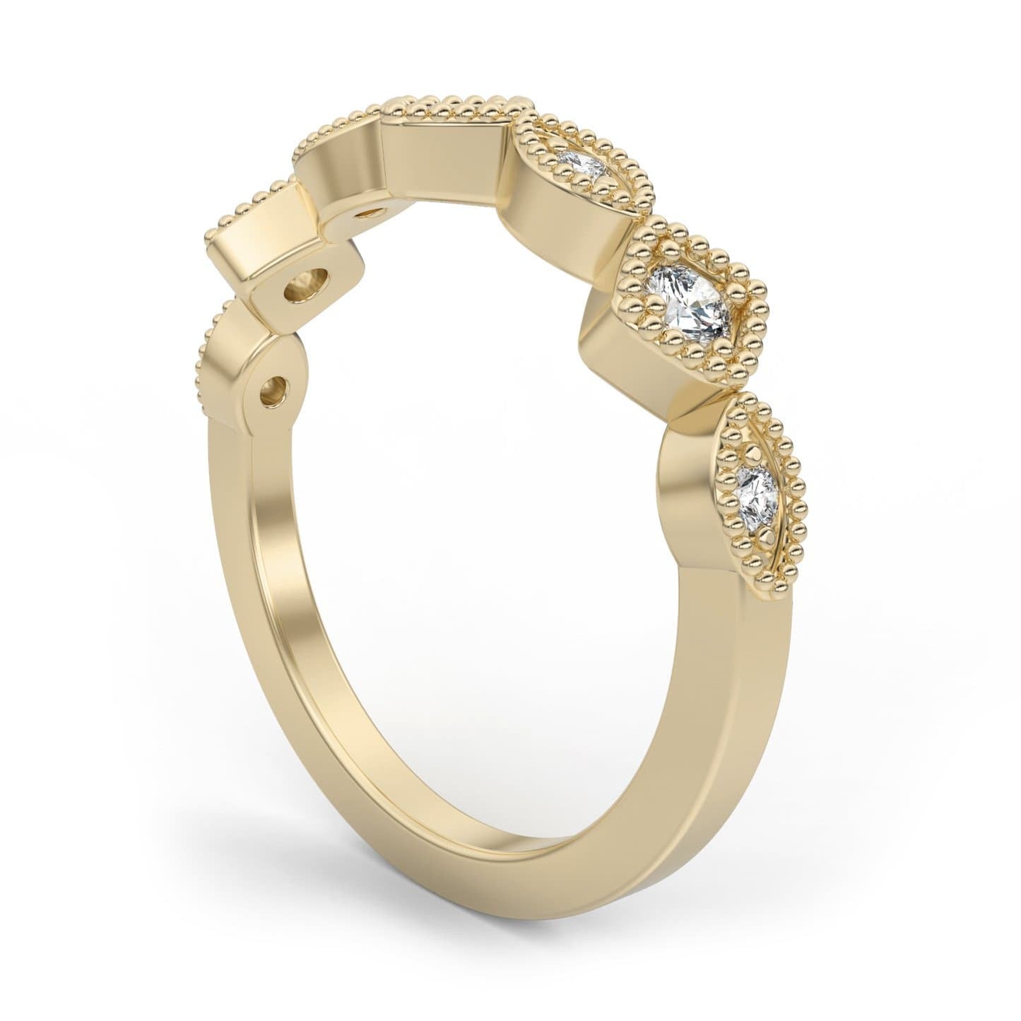 Marquise Shape Semi-Eternity Ring 14k Gold