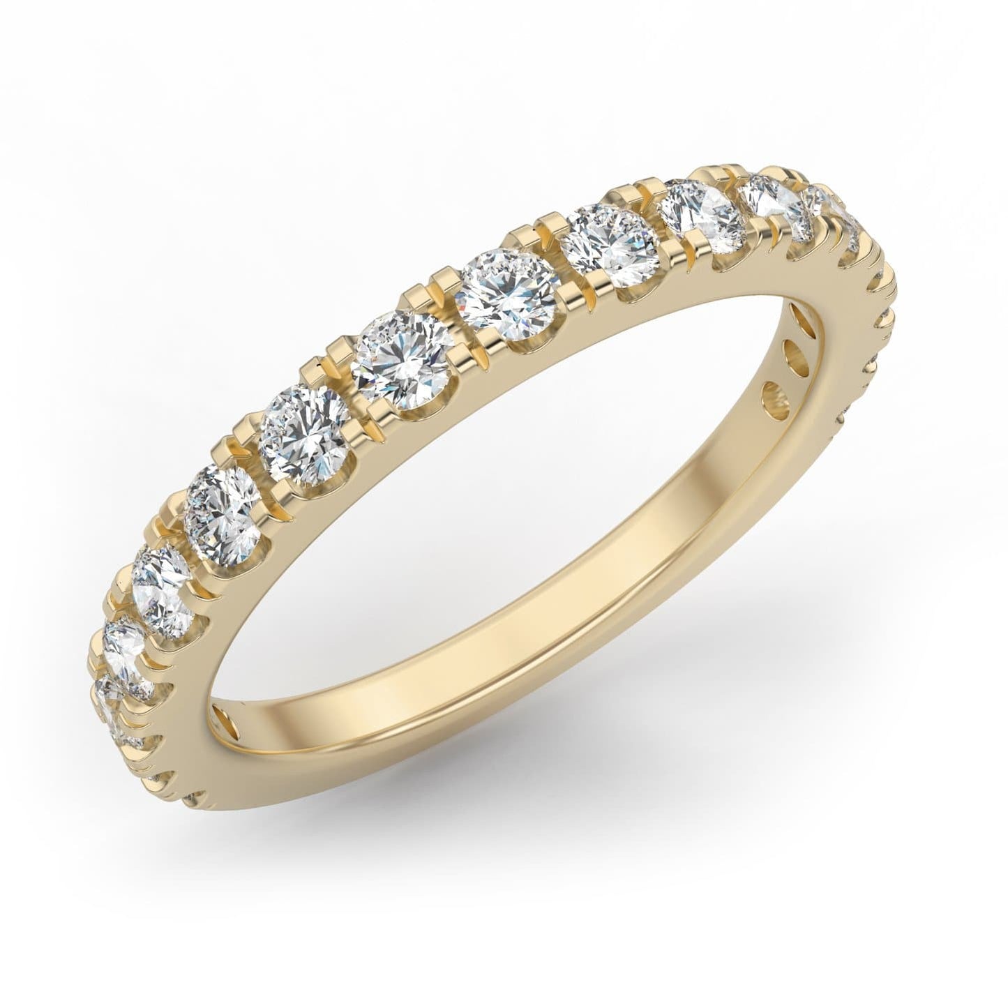 Split Prong Semi-Eternity Diamond Ring in 14k Gold
