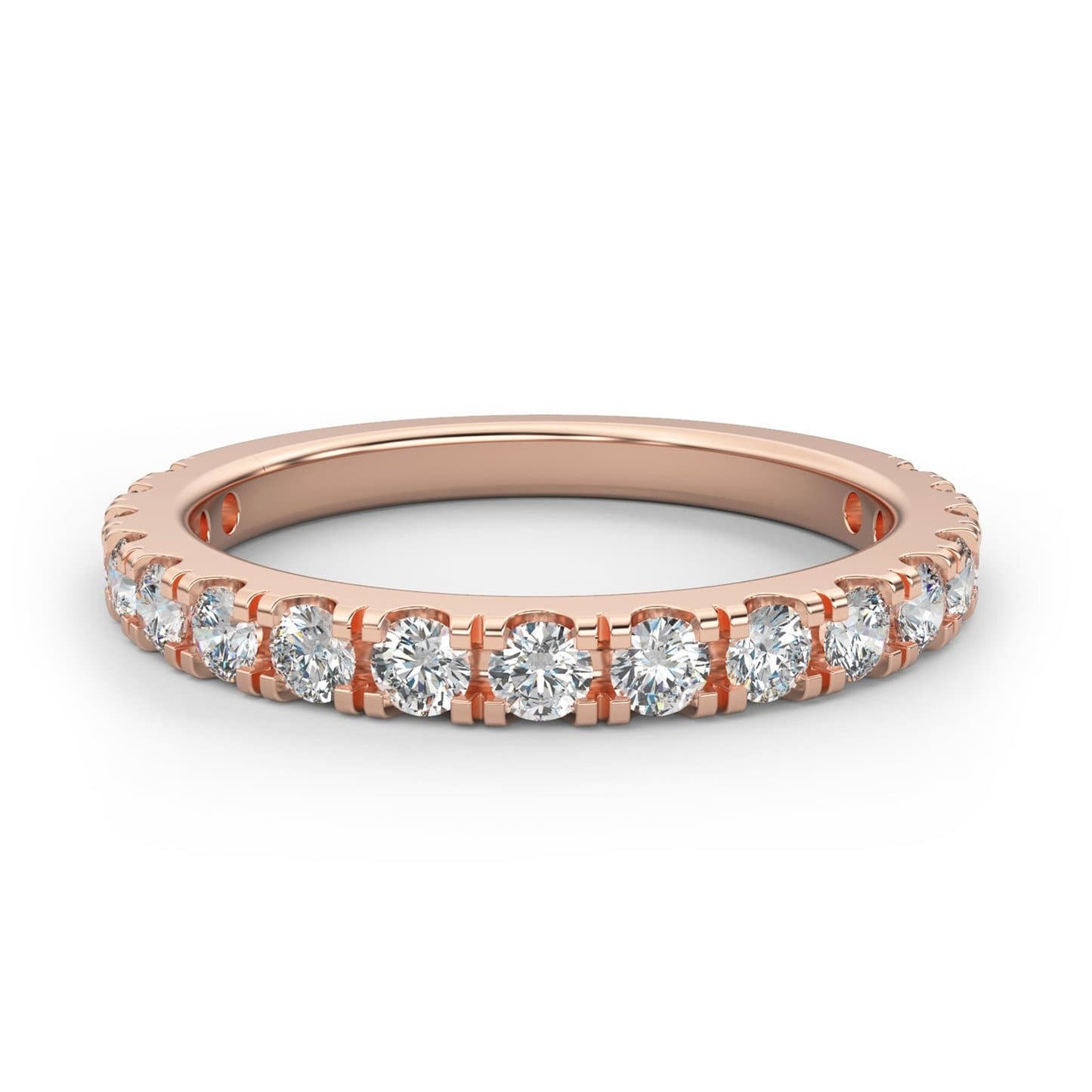 Split Prong Semi-Eternity Diamond Ring in 14k Gold