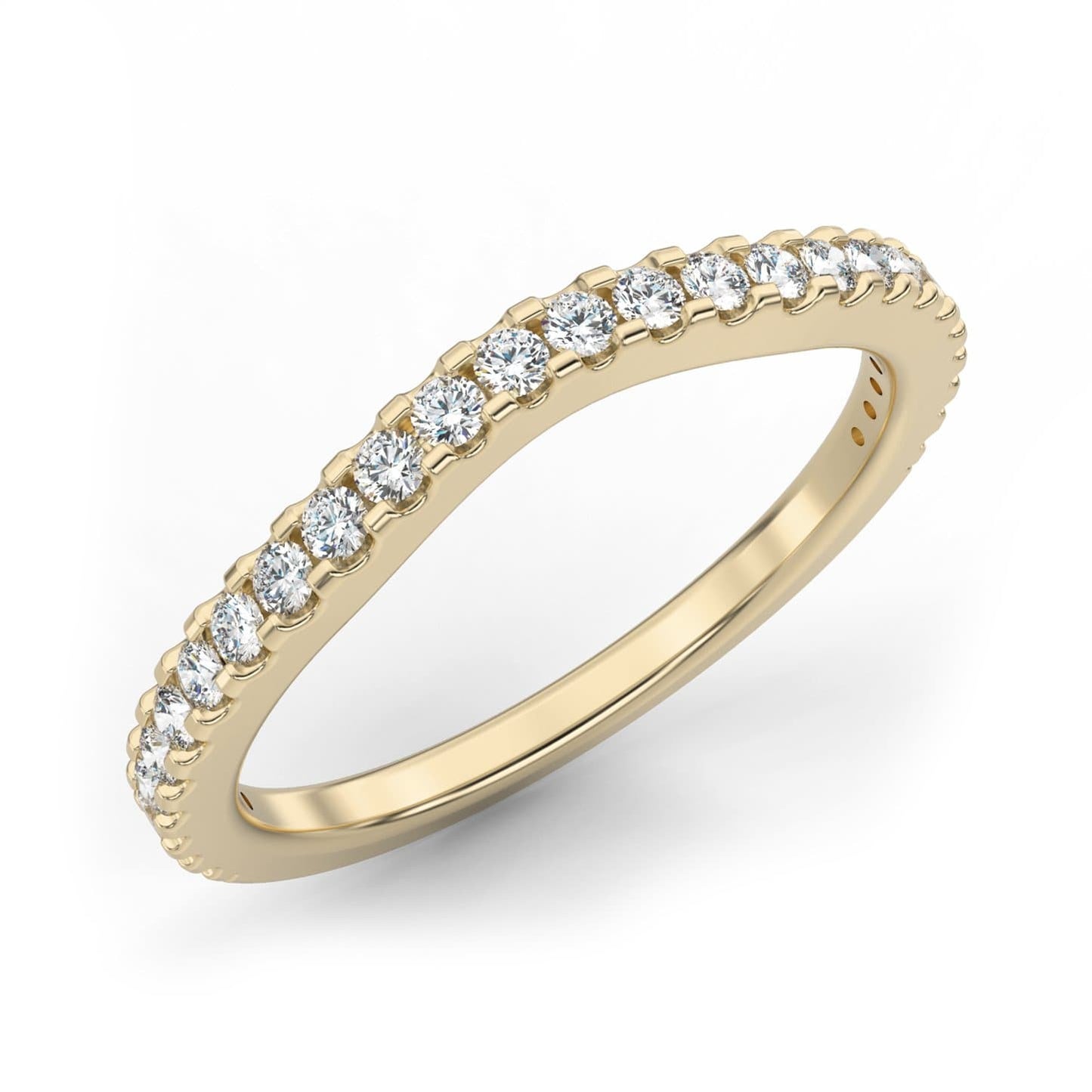 Curved Contour Semi-Eternity Diamond Ring in 14k Gold
