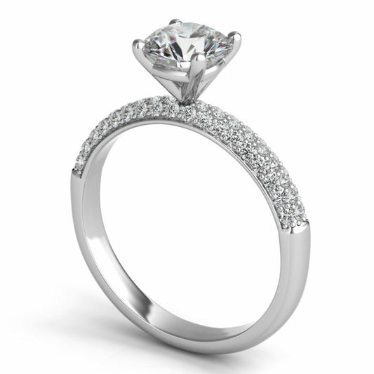 1 1/4CT TW Moissanite and Diamond 14K Gold Engagement Ring