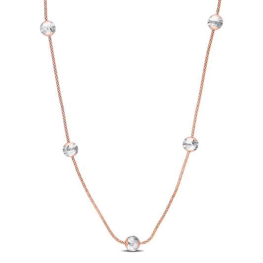 18k Rose Gold Plated & Silver Ball Chain