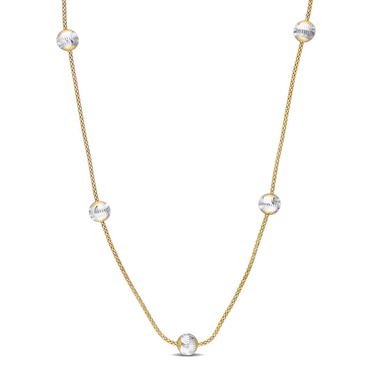 18k Yellow Gold Plated & Silver Ball Necklace