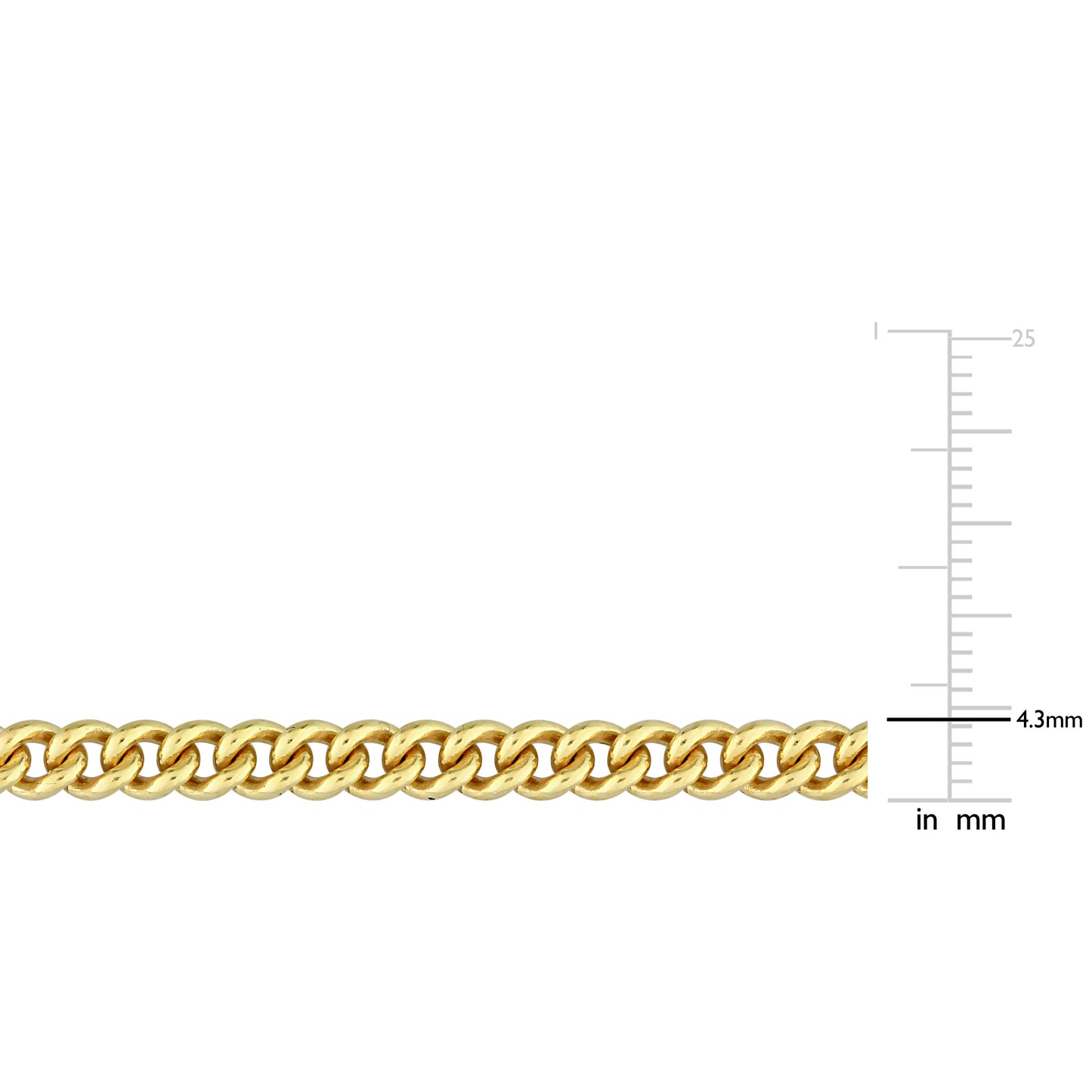 Curb Chain in 4.3mm in Yellow Silver